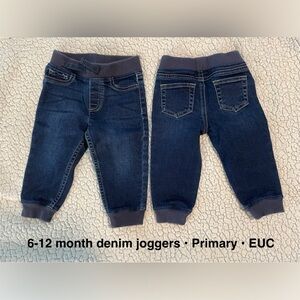 Primary brand denim joggers, size 6-12 months, excellent used condition